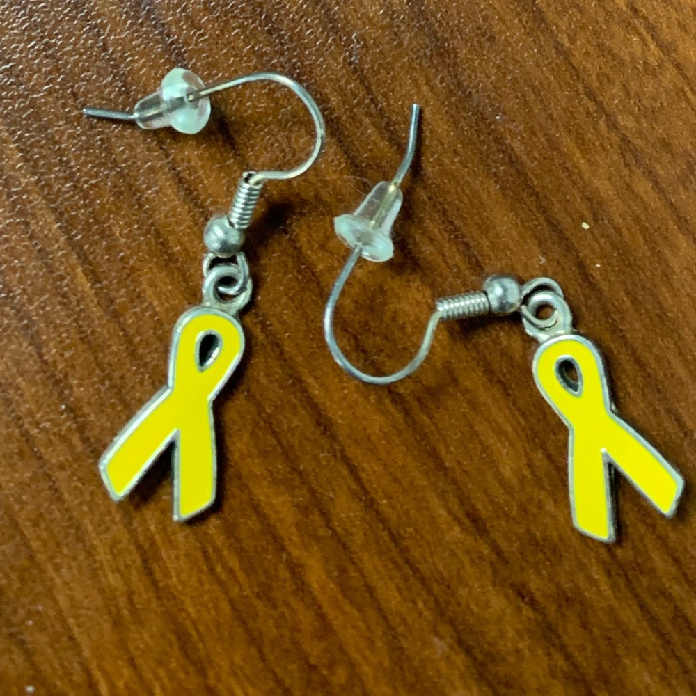 Yellow Awareness Ribbon Earrings for Kids